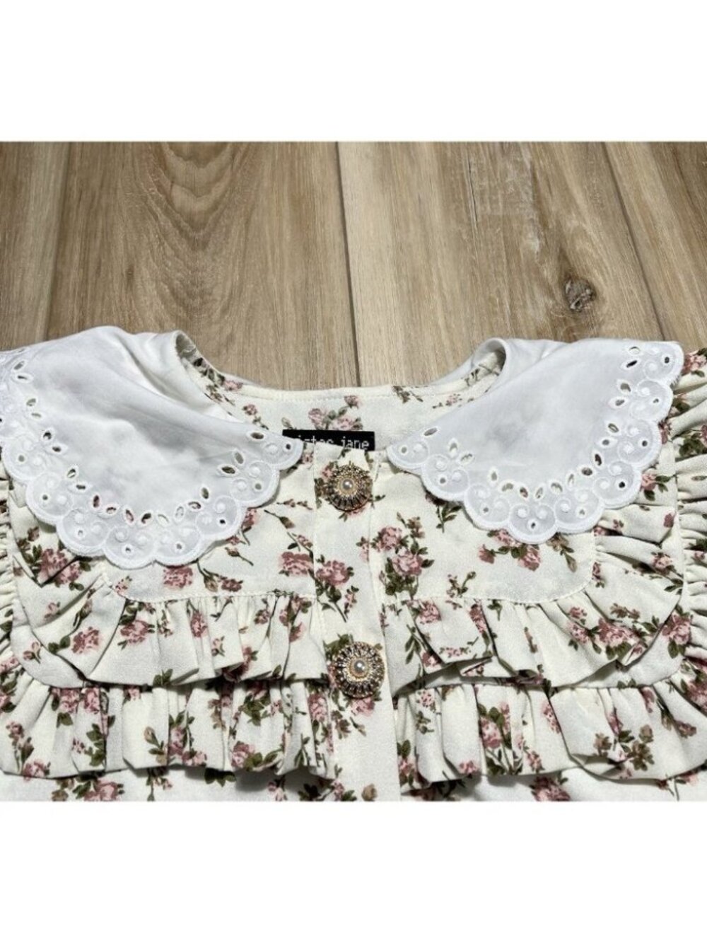 Sister Jane Button Floral Print Peter Pan Collar Blouse Top - Women Size Small - Picture 4 of 16